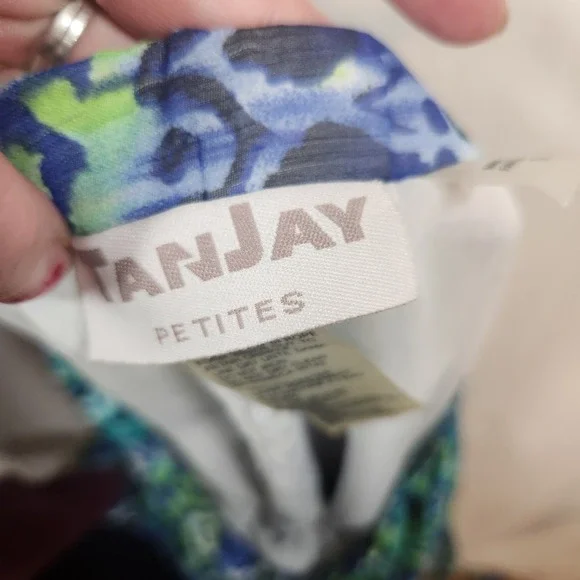 Tanjay Petites Blue Green Ikat Print Crinkle Maxi Skirt 14P Boho Tiered Lined - Picture 4 of 7